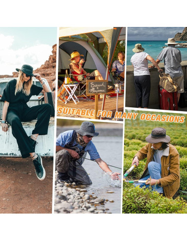 Sombrero de Cubo Plegable Impermeable UV Beige Claro