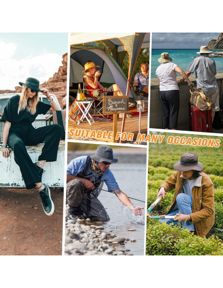 Sombrero de Cubo Plegable Impermeable UV Beige Claro