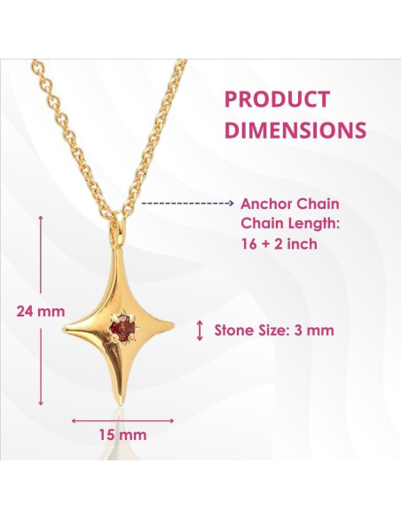 Collar Colgante Estrella del Norte Gempires Oro 14K Granate Rojo