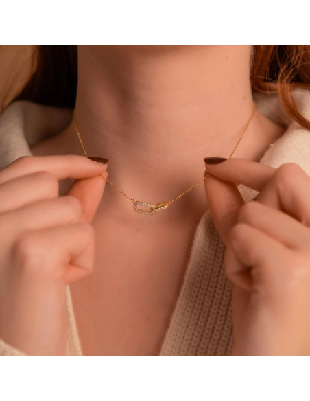 Collar de Oro y Plata Esterlina 925 con Colgante Enlazado 42 cm