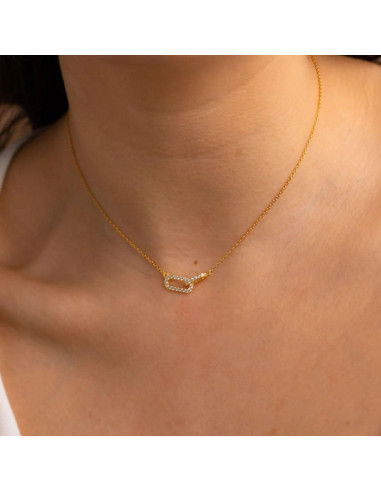 Collar de Oro y Plata Esterlina 925 con Colgante Enlazado 42 cm