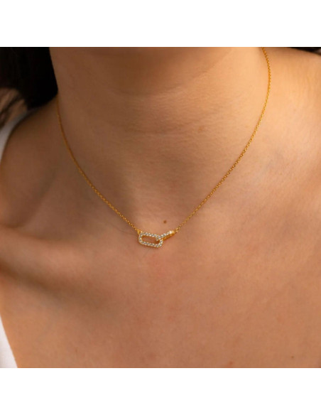 Collar de Oro y Plata Esterlina 925 con Colgante Enlazado 42 cm