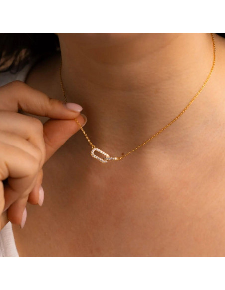 Collar de Oro y Plata Esterlina 925 con Colgante Enlazado 42 cm