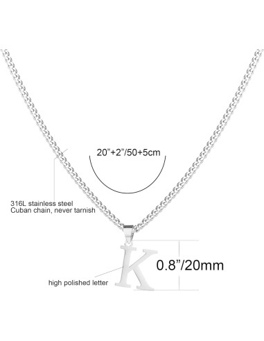 Collar Inicial de Acero Inoxidable Baño de Oro 14K 50cm