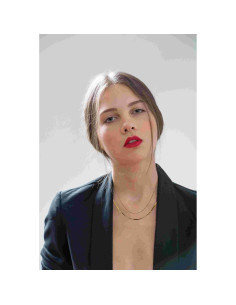 Collar Choker Doble Capa Oro 14k Acero Titanio Minimalista 2