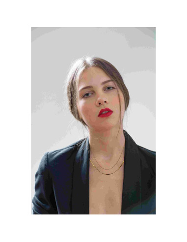 Collar Choker Doble Capa Oro 14k Acero Titanio Minimalista