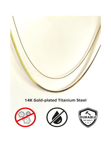 Collar Choker Doble Capa Oro 14k Acero Titanio Minimalista