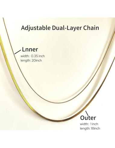 Collar Choker Doble Capa Oro 14k Acero Titanio Minimalista