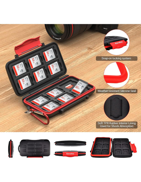 Funda Protectora Kiorafoto para 12 Tarjetas SD y Micro SD