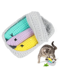 Juguete de Gato de Ganchillo con Hierba Gatera en Lata