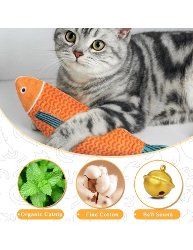 Juguetes para Gato Maiiu de Catnip en Forma de Pez - 3 Piezas
