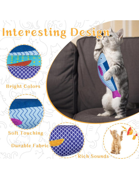 Juguetes para Gato Maiiu de Catnip en Forma de Pez - 3 Piezas