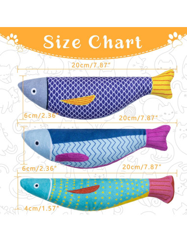 Juguetes para Gato Maiiu de Catnip en Forma de Pez - 3 Piezas