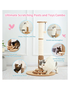 Poste Rascador para Gatos Made4Pets 85.5 cm con Juguete Interactivo 2