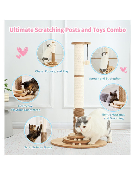 Poste Rascador para Gatos Made4Pets 85.5 cm con Juguete Interactivo