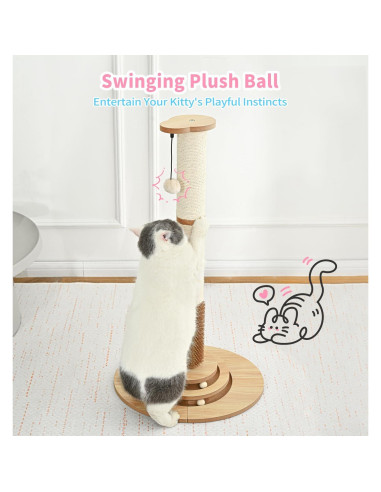 Poste Rascador para Gatos Made4Pets 85.5 cm con Juguete Interactivo
