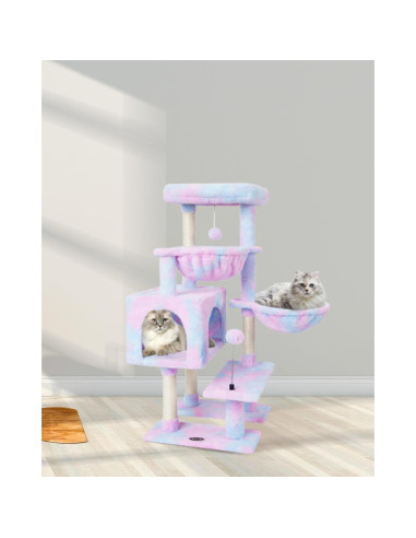 Árbol para Gatos KIYUMI 99 cm con Rascador y Hamacas Arcoíris