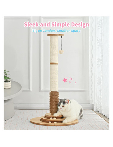 Poste Rascador para Gatos Made4Pets 85.5 cm con Juguete Interactivo