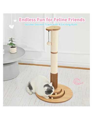 Poste Rascador para Gatos Made4Pets 85.5 cm con Juguete Interactivo