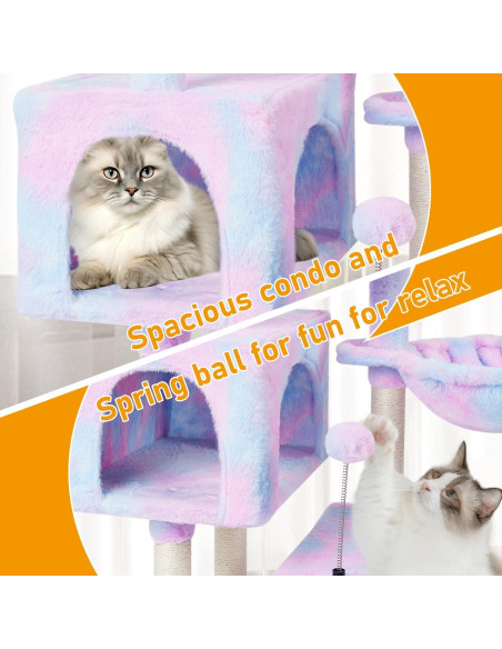 Árbol para Gatos KIYUMI 99 cm con Rascador y Hamacas Arcoíris