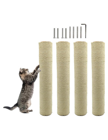 4 Piezas Poste Rascador para Gatos MUYG 40 cm Sisal Natural