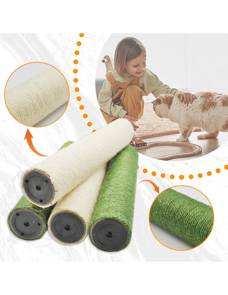 4 Piezas Poste Rascador para Gatos MUYG 40 cm Sisal Natural