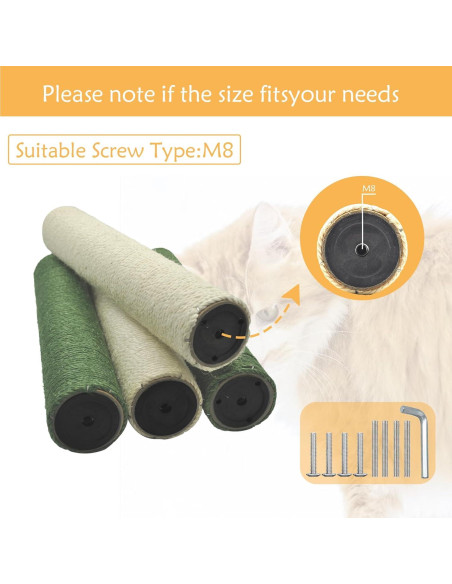 4 Piezas Poste Rascador para Gatos MUYG 40 cm Sisal Natural