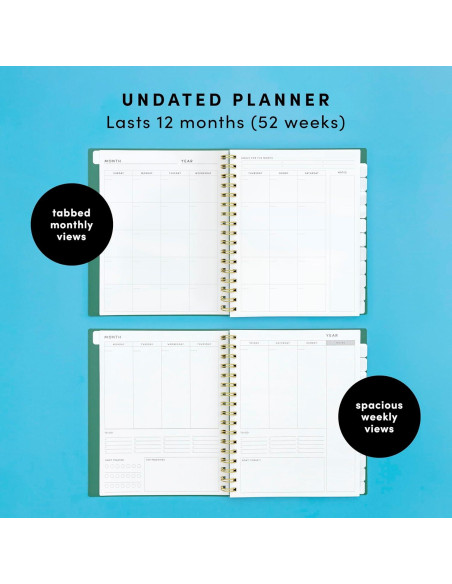 Planificador Sin Fecha 12 Meses Paperage Lavanda 19x23 cm