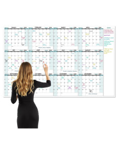 Calendario de Pizarra Blanca Grande Lemome 147x94 cm 12 Meses