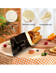 Bolsas de Pan Reutilizables de Cera de Abeja SINENRY - 2 Unidades 2