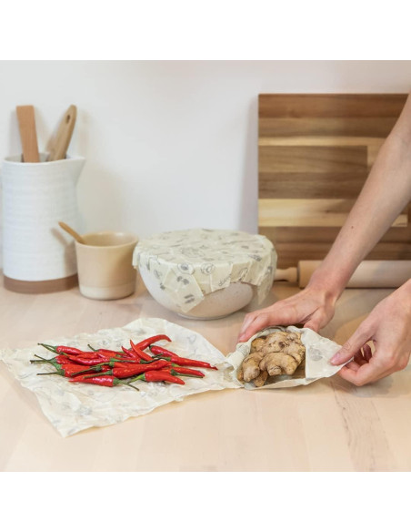 Envoltura de Alimentos de Cera de Abeja Abeego - Set 3 Hojas 25.4 cm Envoltura de Alimentos de Cera de Abeja Abeego - Set 3 Hojas 25.4 cm