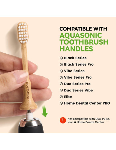 Cabezas de cepillo de dientes de bambú Ponpace - Cerdas suaves