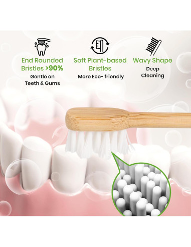 Cabezas de cepillo de dientes de bambú Ponpace - Cerdas suaves