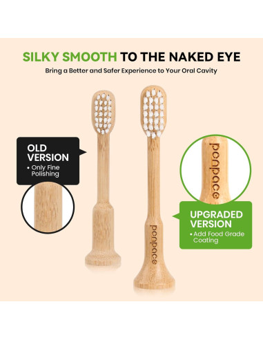 Cabezas de cepillo de dientes de bambú Ponpace - Cerdas suaves