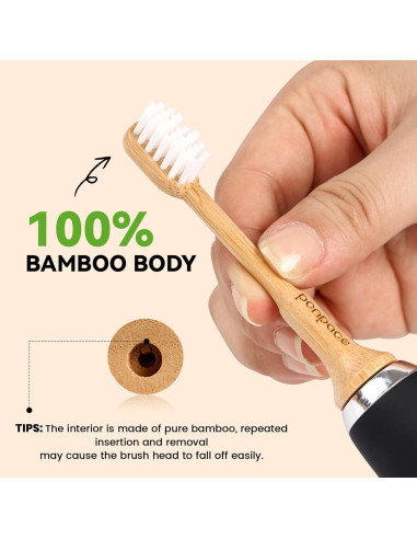 Cabezas de cepillo de dientes de bambú Ponpace - Cerdas suaves