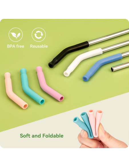 Popotes Metálicos Reutilizables Snowfall 31 cm y 24 cm con Silicona