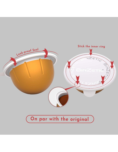 100 Tapas de Sellado Aluminio BinZetic para Nespresso Vertuo 62mm