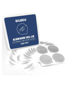 Tapas de Aluminio Autoadhesivas BiuBox para Cápsulas de Café 200 Unidades