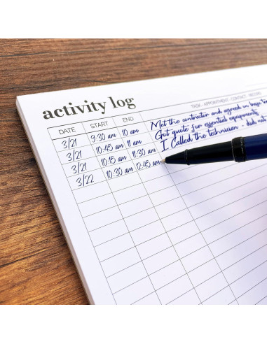 Bloc de Notas de Registro de Actividades HADIGU Carta 50 Hojas