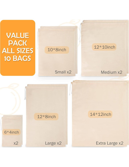 Paquete de 10 bolsas de leche de nuez Chielor - Algodón orgánico