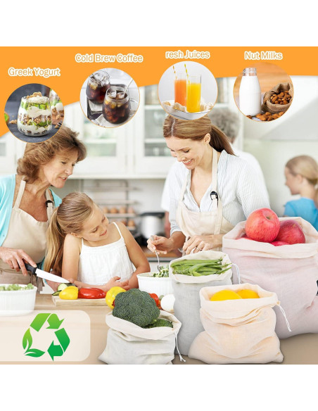 Paquete de 10 bolsas de leche de nuez Chielor - Algodón orgánico