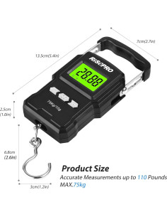 Balanza Digital RISEPRO 75Kg con Regla Retráctil 39" 2