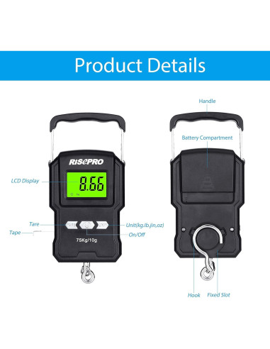 Balanza Digital RISEPRO 75Kg con Regla Retráctil 39"
