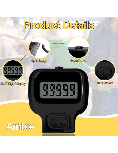 Contador Clicker Amble, Paquete de 6, Digital, 5 Dígitos
