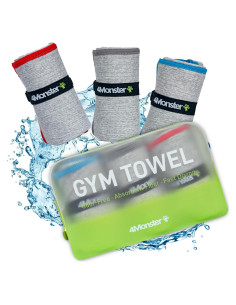 Juego de 3 Toallas de Microfibra 4Monster para Gimnasio y Viaje