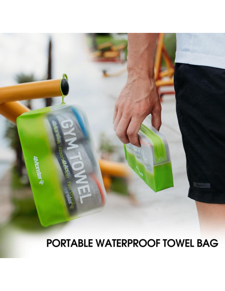 Juego de 3 Toallas de Microfibra 4Monster para Gimnasio y Viaje