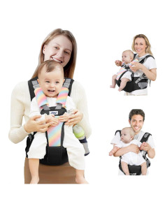 Portabebés AIBABY Ajustable Ergonómico Negro 3.2-19.9 kg