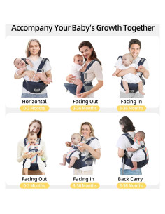Portabebés AIBABY Ajustable Ergonómico Negro 3.2-19.9 kg 2