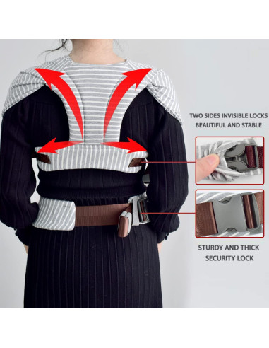 Fular Portabebés Algodón vrbabies Rayas Grises Ajustable