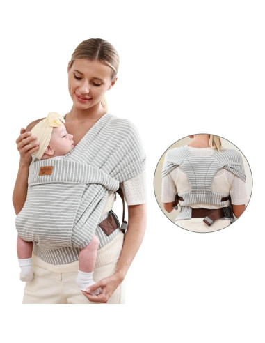 Fular Portabebés Algodón vrbabies Rayas Grises Ajustable